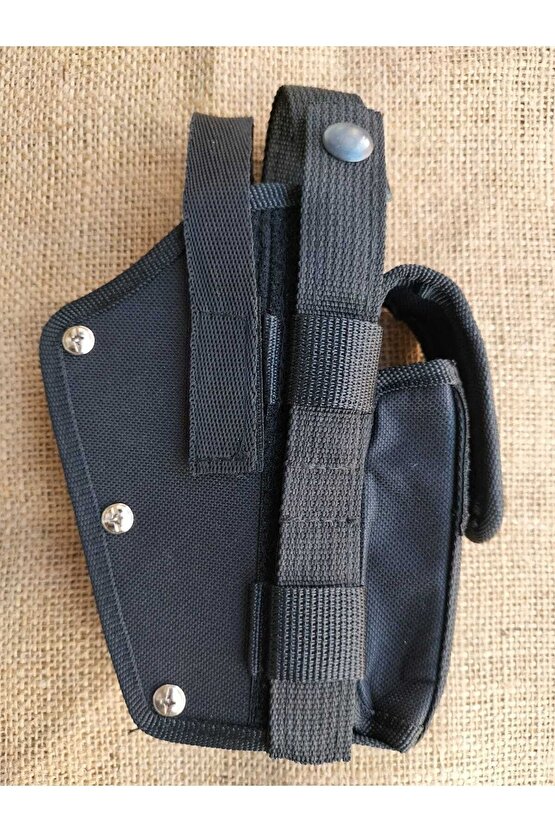 Siyah Renk Cift Emniyetli Yedek Sarjorluklu Impertex Sallama Silah Kilifi