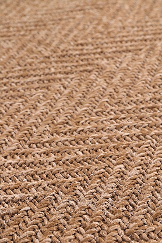 0503-Kahve Kumaş Bordür Sisal Halı Kilim Hav Toz Vermez Kolay Temizlenen Hasır Kilim