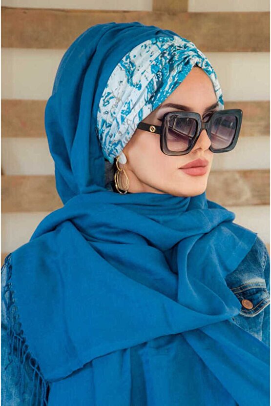 Koyu Bordo Batik Batik Desenli Hazır Şal