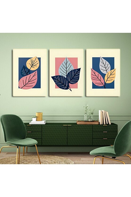 Matisse - Boho - Art Deco - Soyut - Doğa ( 3 lü Çerçevesiz ) Poster - Afiş - Tablo KR2C01251