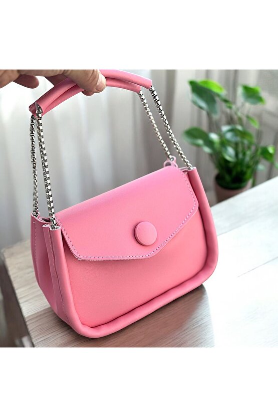 Pembe Zincirli Baget Çanta