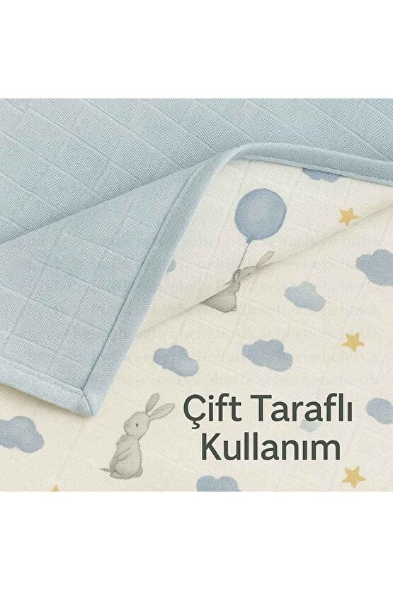 Bebek Müslin Battaniye Çift Kat %100 Pamuk 90 x 75