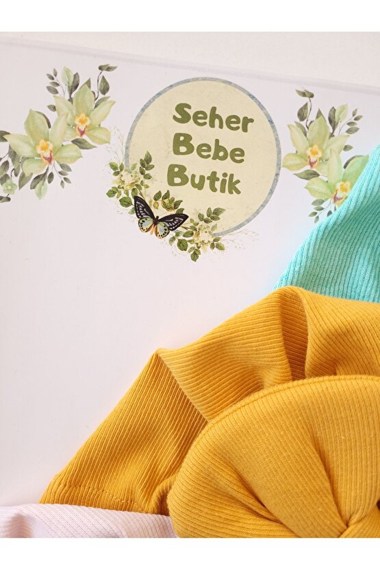 Kız Bebek & Çocuk Renkli Fiyonklu Bone 3Lü Set