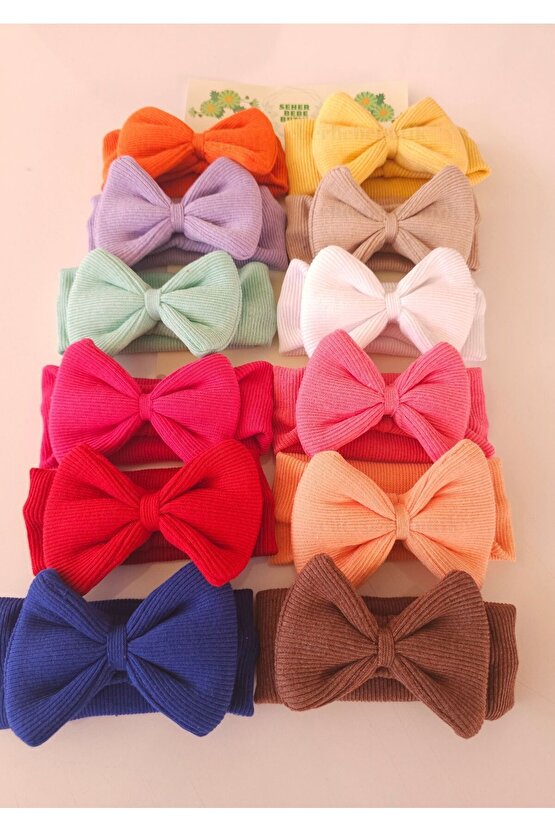 Kız Bebek ve Çocuk Kaşkorse Fiyonklu Bandana 12li Set
