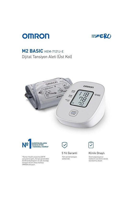 M2 Basic (hem-7121j-e )üst Koldan Çlçer Dijital Tansiyon Aleti