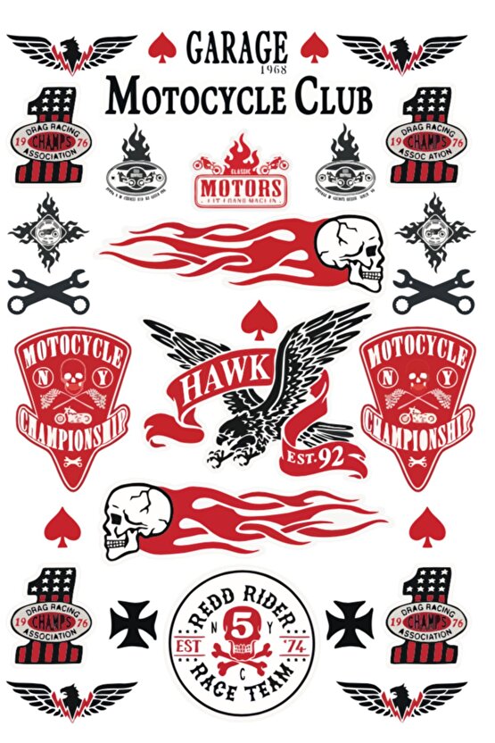 GARAGE MOTORCYCLE CLUB** - Motosiklet Tutkunlarına Özel Sticker Koleksiyonu