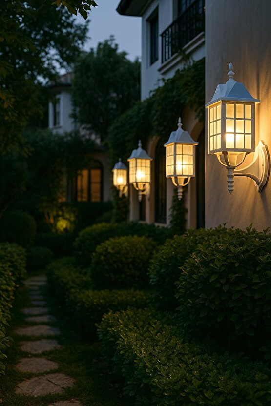 232Lamp Modern Lüx Kafes Beyaz Fener Duvar Bahçe Duvarı Dış Mekan Aplik Armatür