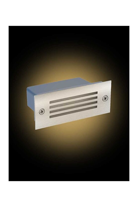 Krom Kasa 3 Watt, Elektrikle Çalışır, İç ve Dış Mekan Nemli Alan Sensörsüz Merdiven Led 3200 Kelvin
