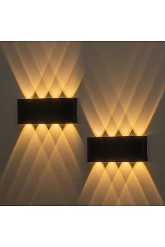 2 Adet 15 Watt, Amber Işık Ledli Çok Kaliteli İç ve Dış Mekan Aydınlatma Armatürü Bahçe Duvar Apliği