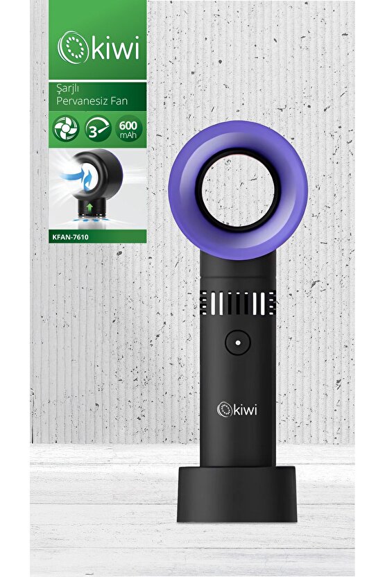 Kfan-7610 Şarjlı Ultra Sessiz Pervanesiz Taşınabilir El Fanı