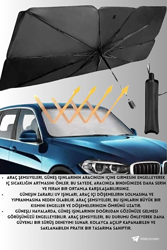 Tüm Araçlar İçin Araba Ön Cam Güneşlik Katlanabilir Güneşlik Şemsiye Ön Cam Gölgelik ESNEK