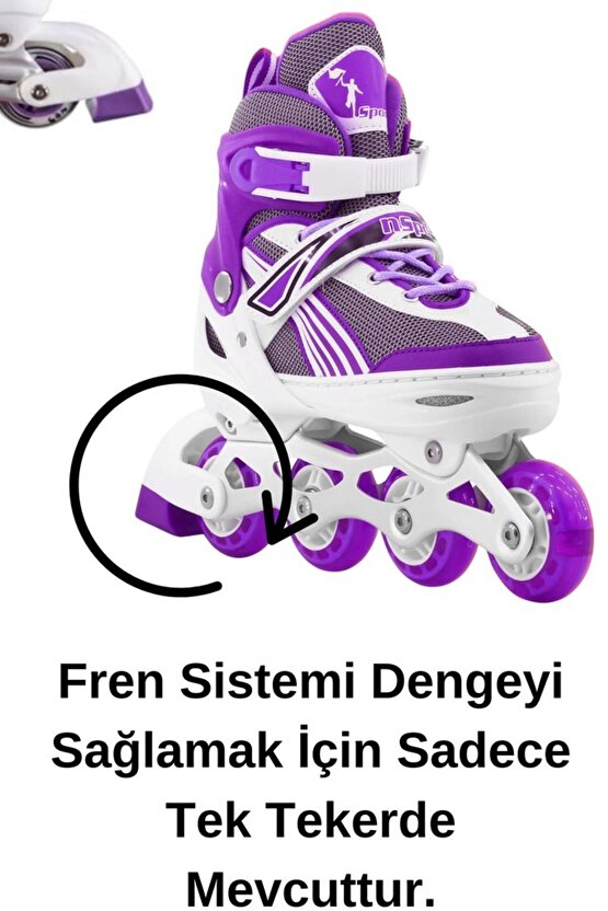 Mor Işıklı Ayarlanabilir Silikon Teker Metal Gövde Alıştırma Pateni Profesyonel Çocuk-yetişkin Paten