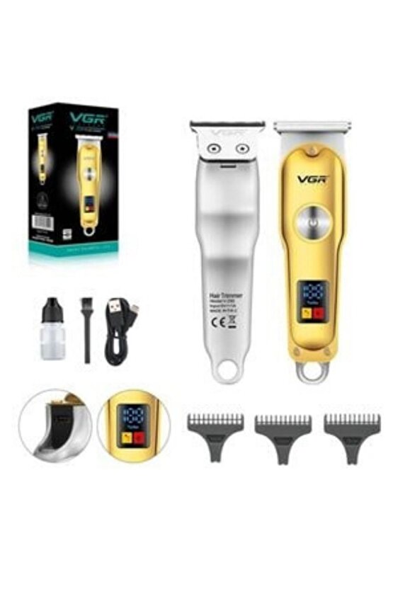 Led Göstergeli Metal Saç Sakal Ense Vücut Tıraş Makinesi Usb Girişli