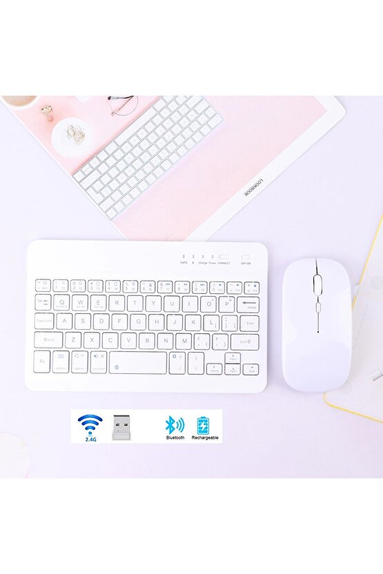 BLUETOOTH + USB WİRELESS KLAVYE MOUSE SETİ SESSİZ ŞARJLI BT+USB MOUSE & KEYBOARD SET