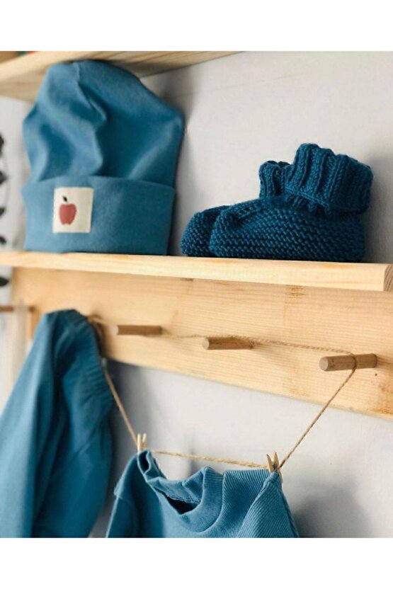 Ahşap Askılık Raf Ve Kitaplık Raf Eğitici Montessori Raf 2li 40 Cm