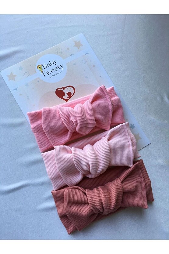 3lü El Yapımı Ribana Kız Bebek Bandana