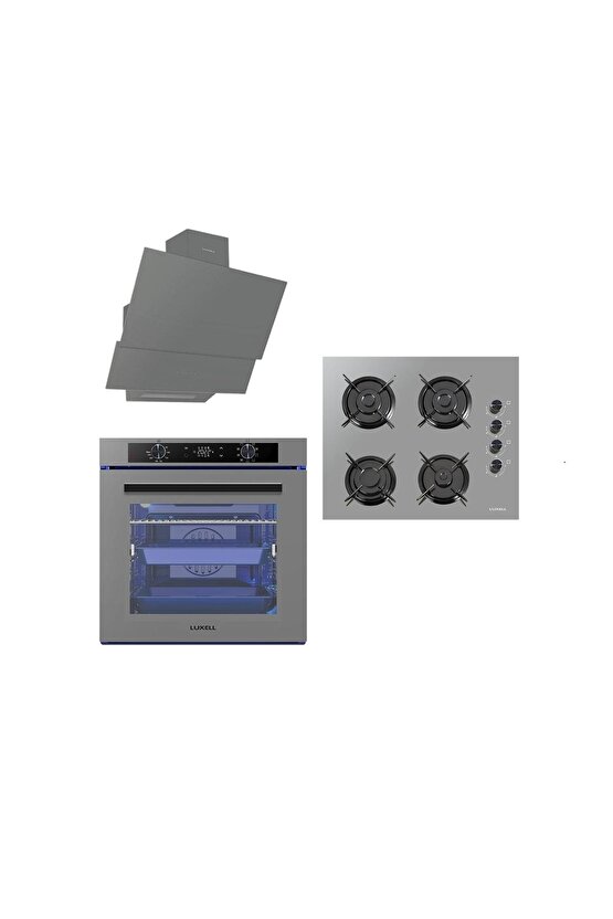 A-68 Sgf3 Dijital Ddt 88 Lt Platinum Gri Fırın Oc 88 Cam Ocak 835 Davlumbaz Ankastre Set