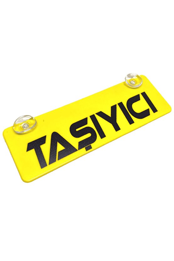 Taşıyıcı Yazılı Sarı Dekor Plaka Vantuzlu Cam Süsü