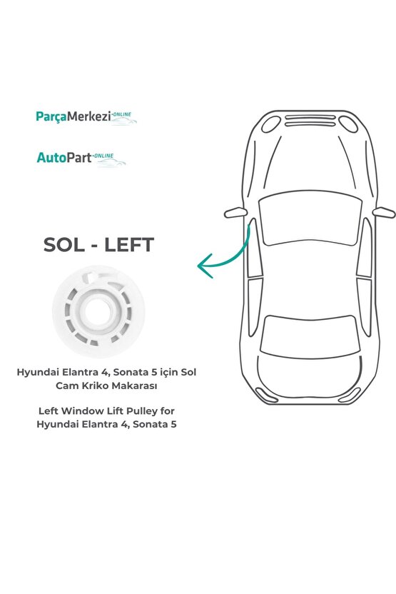 Hyundai Elantra 4, Sonata 5 için Sol Cam Kriko Makarası