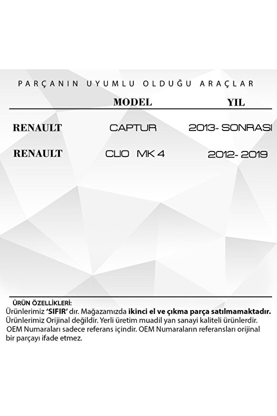 Renault Clio 4, Captur Için Radyatör Pimi