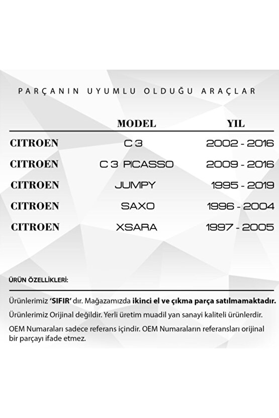 Citroen C3, Xsara Peugeot 207, 306 Için Ön Cam Su Fıskiye Memesi 2li