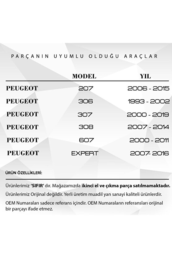 Citroen C3, Xsara Peugeot 207, 306 Için Ön Cam Su Fıskiye Memesi 2li