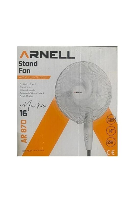 Arnel 16 Ayaklı Vantilatör AR-870 Beyaz