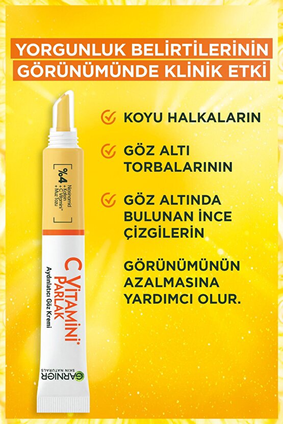 C Vitamini Aydınlatıcı Göz Kremi (Niasinamid + Kafein)