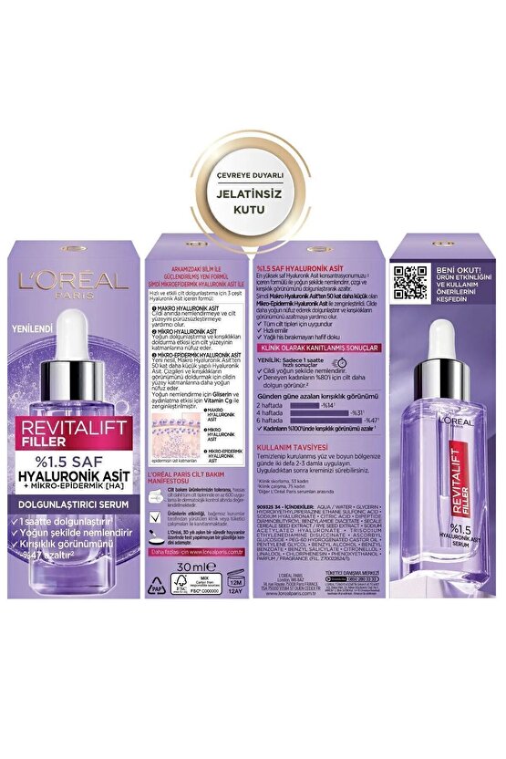 Loréal Paris Revitalift Filler %1.5 Saf Hyaluronik Asit Kırışıklık Karşıtı Serum- 30 ml