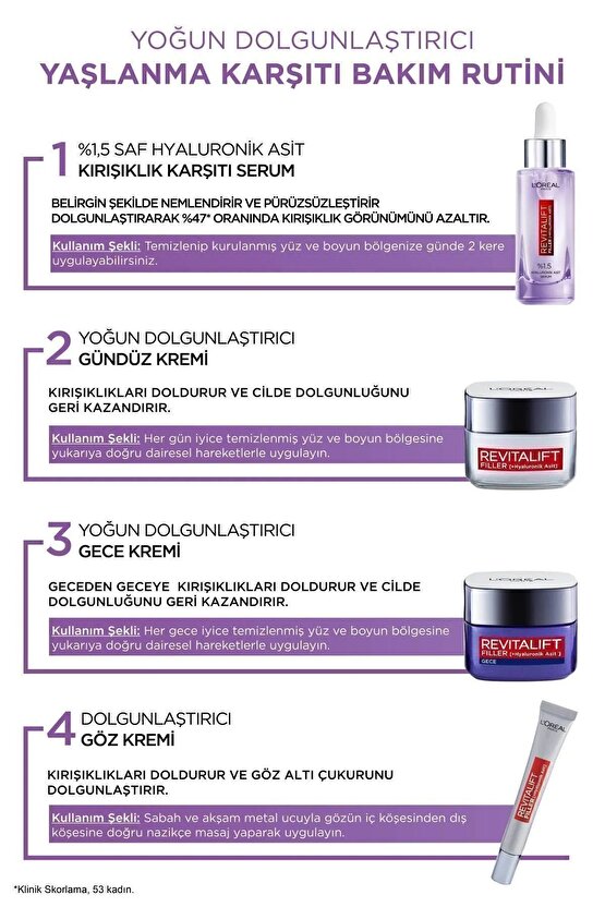 Loréal Paris Revitalift Filler %1.5 Saf Hyaluronik Asit Kırışıklık Karşıtı Serum- 30 ml