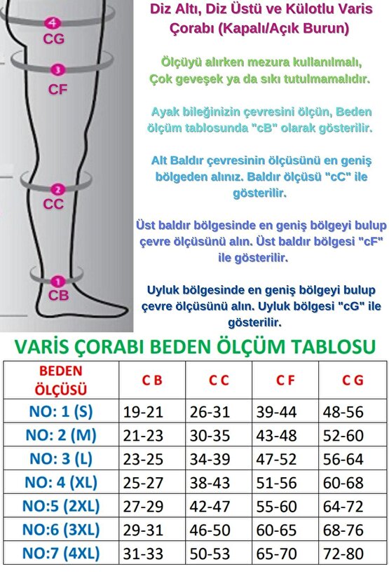 Külotlu (Orta Basınç) Burnu Kapalı Varis Çorabı