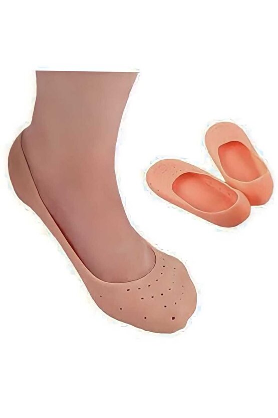 Silikon Patik Ayak Topuk Dikeni Çatlak Çorabı Elastik Ten Rengi Çorap 1 Çift