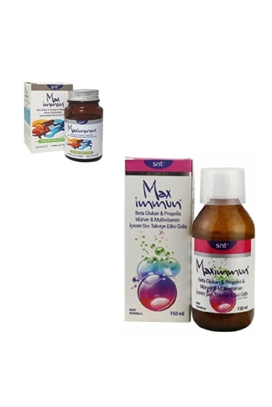 Max immun Multivitamin Şurup 150 ml + Multivitamin Takviye Edici Gıda 40 Kapsül