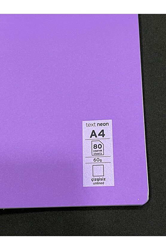 Text Neon A4 80 Yaprak Çizgisiz Düz 60 Gr Pp Kapak Tel Dikişli Harita Metod Defter