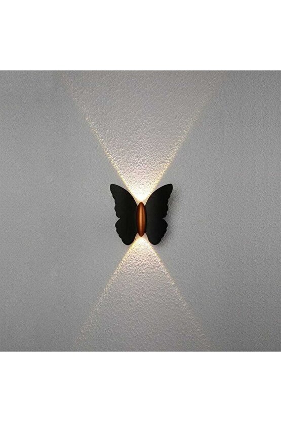 3 Adet Elektrikle Çalışır, 6 Watt Amber Işık Ledli Kelebek Duvar Aplik İç ve Dış Mekan IP65 Aplik