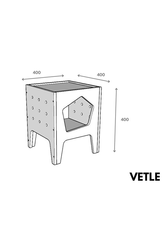 VETLE - Plywood Modern ve Fonksiyonel Pet Evi - Yan Sehpa