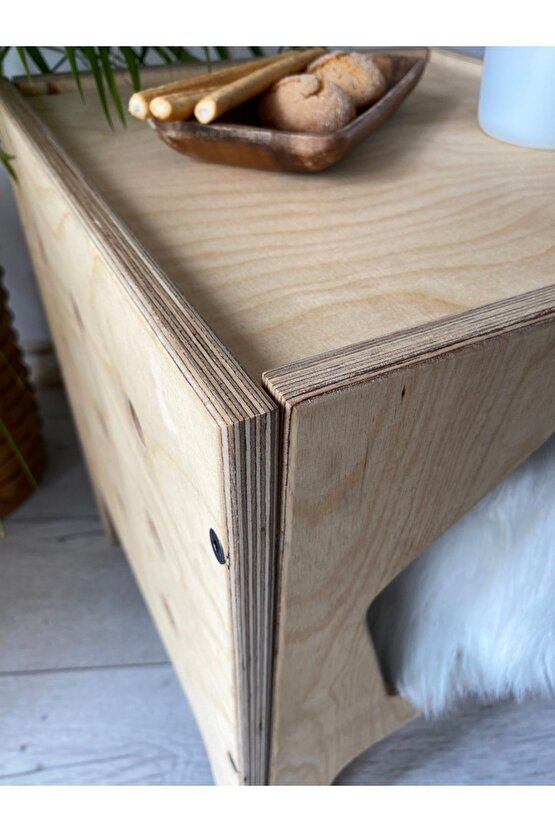 VETLE - Plywood Modern ve Fonksiyonel Pet Evi - Yan Sehpa