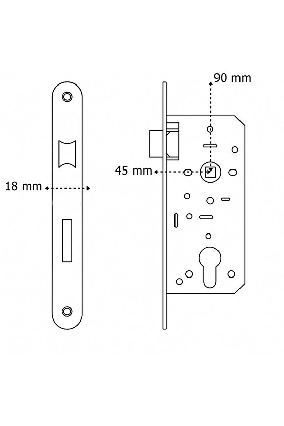 DOKKU GÖMME KİLİT 5 ADET ODA 2 ADET WC OVAL SİYAH 45MM X 18MM AYNA SET