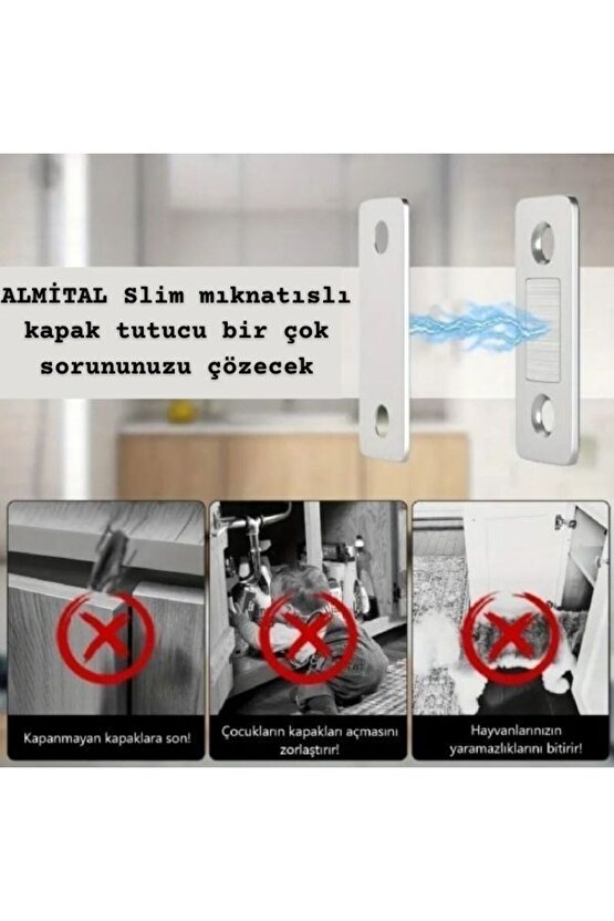 Magnifix 5 Adet Slım Güçlü Mıknatıslı Kapak Tutucu (KAPI, ÇEKMECE TUTUCU, ÇIT ÇIT)