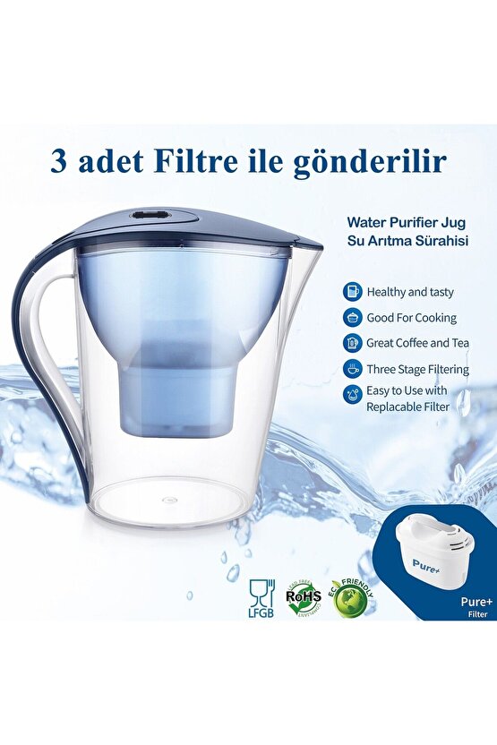 Su Arıtma Sürahisi Gün Sayacı Göstergeli 3 Adet Filtre I Pure Ve Maxtra Filtreleri Ile Uyumlu