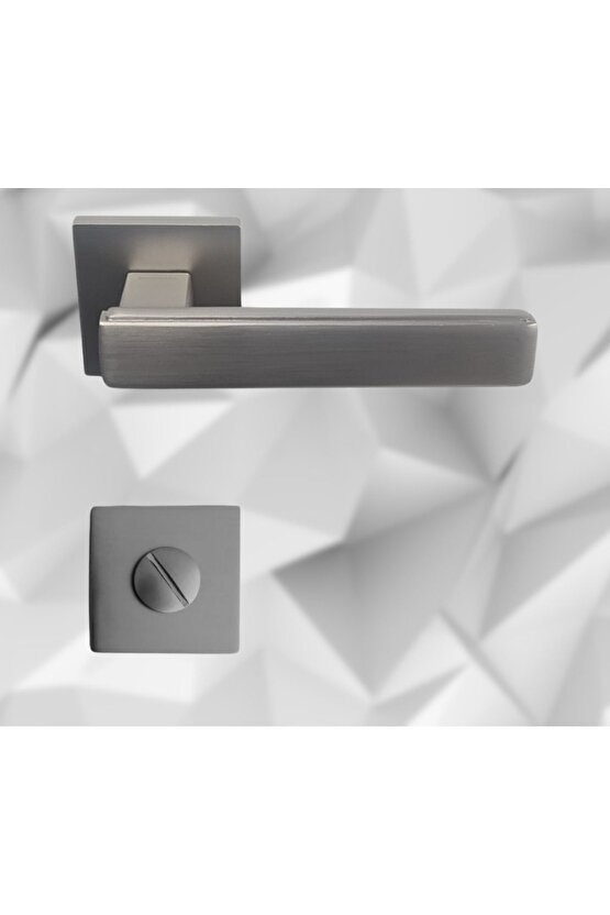 Lusso Inox 5 ADET ODA 2 ADET WC Kare Rozetli Kapı Kolu SET