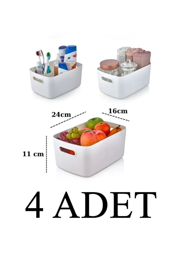 4 ADET 3.5 Lt Dolap Içi, Buzdolabı Düzenleyici, Banyo Organizer Sepet
