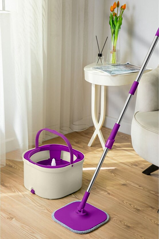 Sparkle Floor Yeni Nesil Çift Kovalı Temizlik Seti Temiz & Kirli Suyu Ayırma Özellikli Mop, Paspas