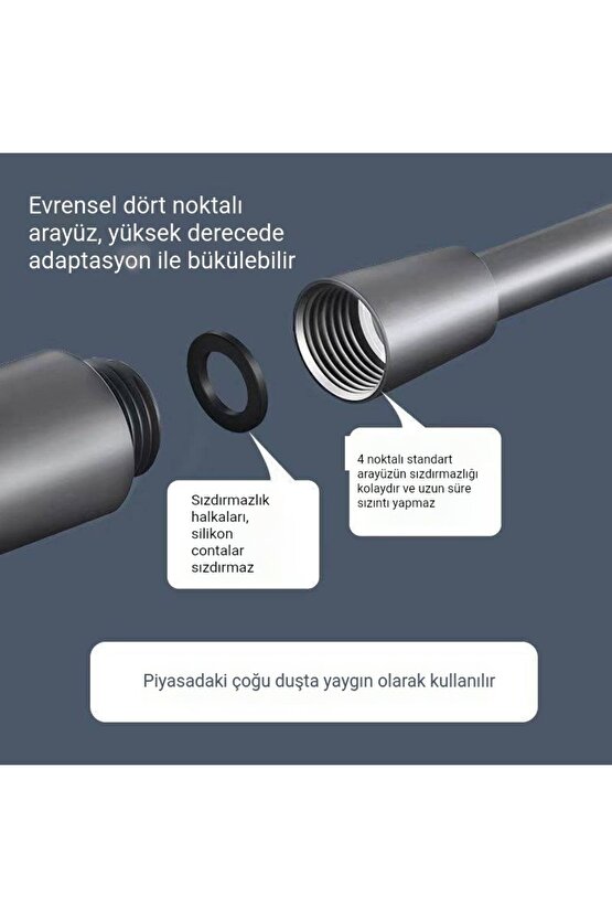 Siyah 150cm Modern Siyah Silikon Duş Hortumu, Esnek Ve Patlamaya Dayanıklı - Paslanmaz Banyo Hortumu