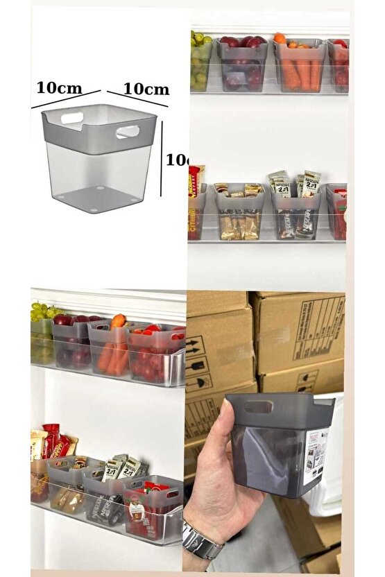 6 Adet Miniobox Antrasit Buzdolabı Kapak Içi Düzenleyici Organizer