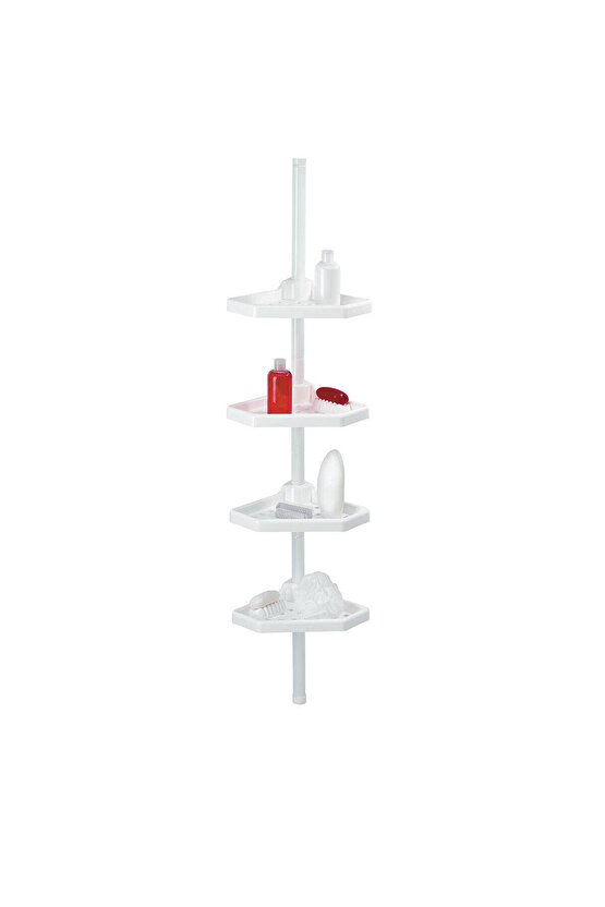 KOLAY MONTAJ, METAL BORULU, YAYLI BANYO KÖŞE SETİ - BEYAZ (135 cm - 260 cm arası uygulanabilir)