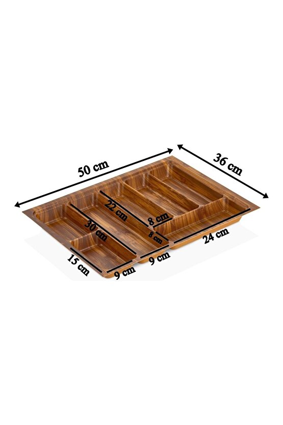36x50 Cm. 7 Gözlü Çekmece Içi Ahşap Renkli Plastik Kaşıklık Ücretsiz Kesim (MAX 33X47 CME KESİLİR)