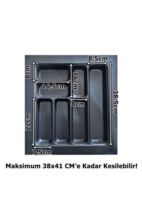 47x49 Cm. 7 Gözlü Antrasit Çekmece Içi Kaşıklık 40x41 Cme Kadar Kesilebilir-ücretiz Kesim
