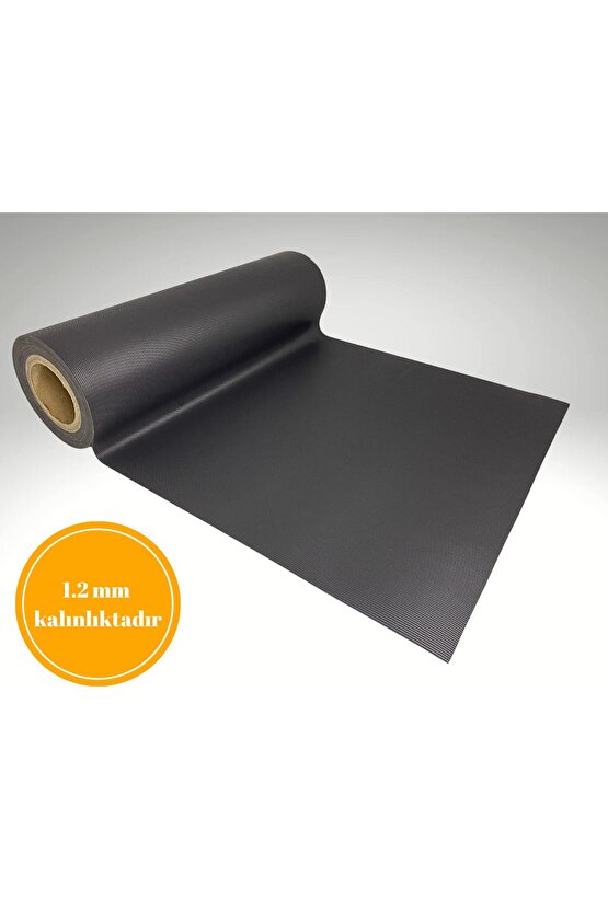 48 Cm X 1 M Antrasit Çizgi Desenli Suni Deri, Çekmece Içi Kaydırmaz Halı , Çekmece Halısı