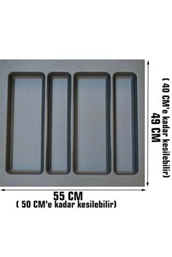 55x49 Cm Antrasit Mikro Kabartma Desenli Kepçelik 4 Bölmeli - 50x40 Cme Kadar Ücretsiz Kesim